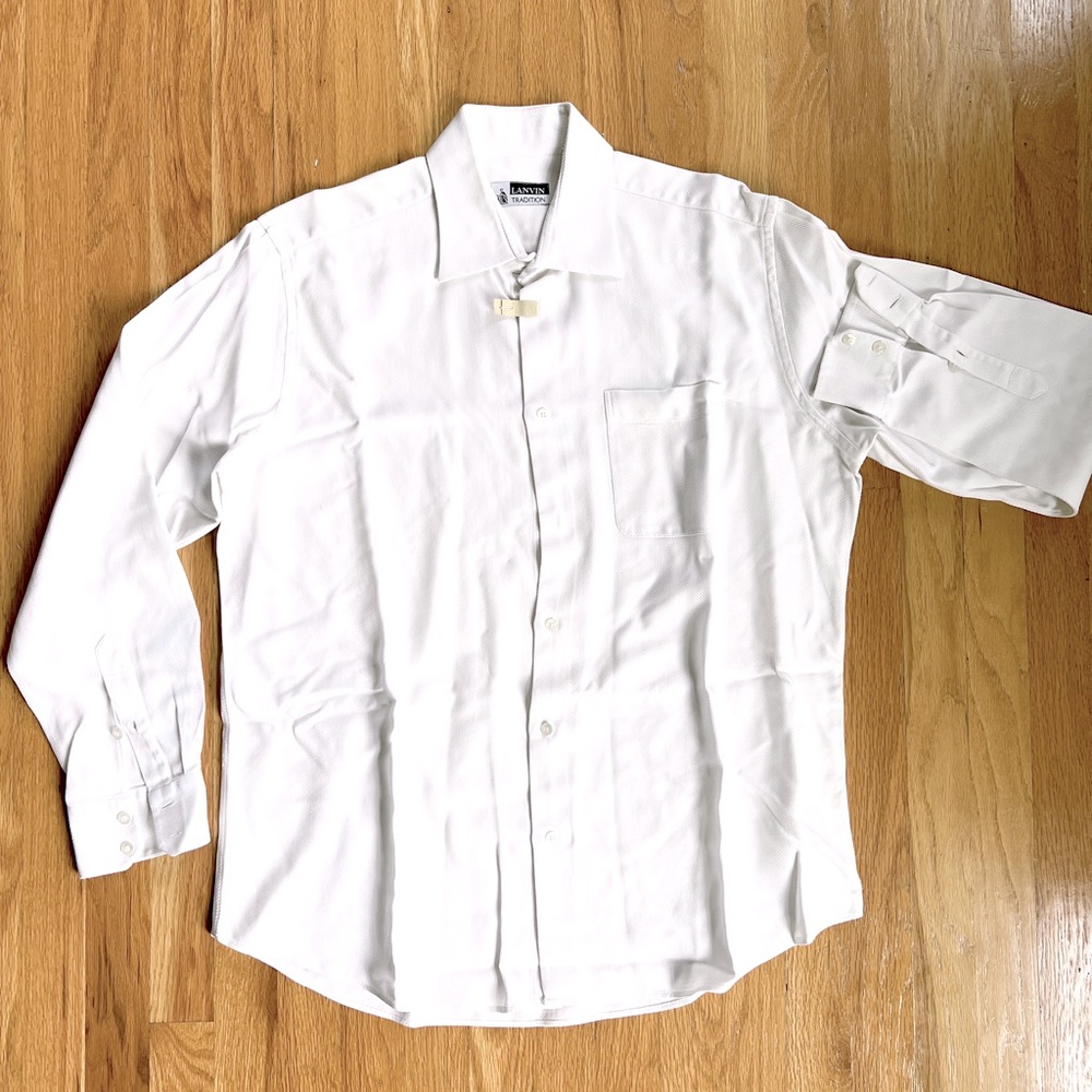 Lanvin White Dress Shirt Cotton Men's 43 17 made in France